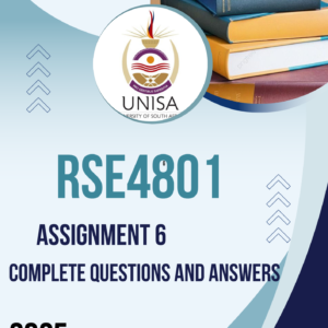 RSE4801 Assignment 6 | Due 23 January 2026. All questions fully answered. (Contingency Assignment)