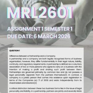 MRL2601 ASSIGNMENT 1 SEMESTER 1 2026 MEMO |DUE DATE 6 MARCH 2026|