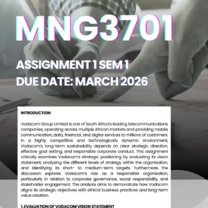 MNG3701 ASSIGNMENT 1 SEMESTER 1 2026 MEMO |DUE DATE MARCH 2026|