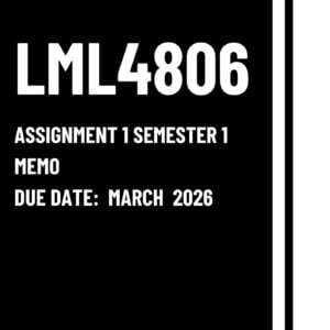 LML4806 ASSIGNMENT 1 SEMESTER 1 2026 MEMO |DUE DATE MARCH 2026|