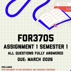 FOR3705 Assignment 1 Semester 1 Memo | Due March 2026