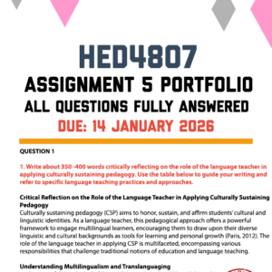 HED4807 ASSIGNMENT 5 (PORTFOLIO) 2026 - FULLY ANSWERED (DUE 14 JANUARY 2026)