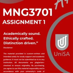 MNG3701 ASSIGNMENT 1 SEMESTER 1 2026 (DETAILED ANSWERS) DUE DATE MARCH 2026
