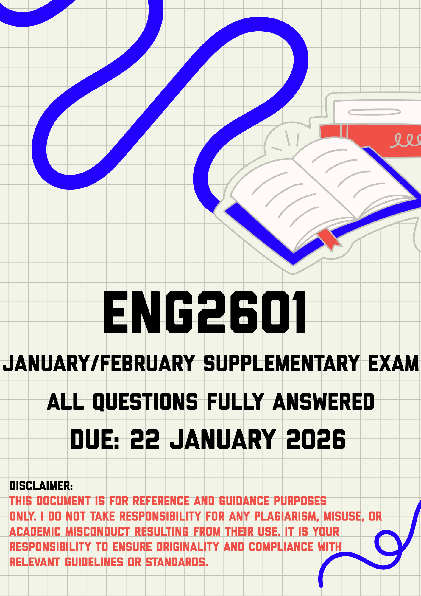 ENG2601 January/February Supplementary Exam Memo | Due 22 January 2026