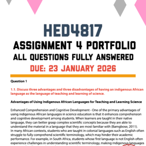 HED4817 ASSIGNMENT 4 (PORTFOLIO) 2026 - FULLY ANSWERED (DUE 23 JANUARY 2026)