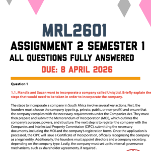 MRL2601 ASSIGNMENT 2 SEMESTER 1 2026 - FULLY ANSWERED (DUE 8 APRIL 2026)