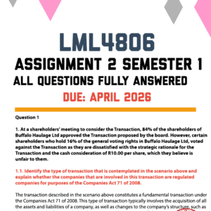 LML4806 ASSIGNMENT 2 SEMESTER 1 2026 - FULLY ANSWERED (DUE APRIL 2026)