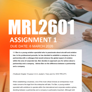 MRL2601 Assignment 1 Semester 1 2026 Due 6 March 2026