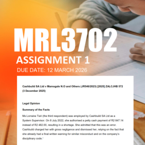 MRL3702 Assignment 1 Semester 1 2026 Due 12 March 2026