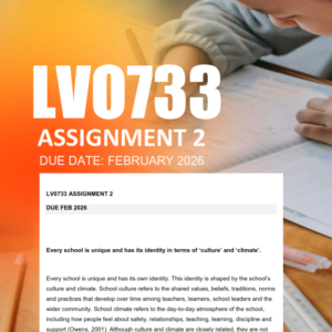 LVO733 Assignment 2 Semester 1 2026 - Due February 2026