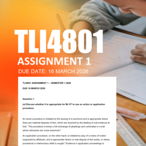 TLI4801 Assignment 1 Semester 1 2026 Due 16 March 2026