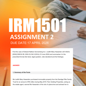 IRM1501 Assignment 2 Semester 1 2026 - 17 April 2026