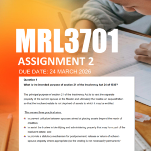 MRL3701 Assignment 2 Semester 1 2026 Due 24 March 2026