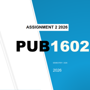 PUB1602 Assignment 2 MEMO 2026 - Due April 2026