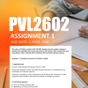 PVL2602 Assignment 1 Semester 1 2026 - Due 2 April 2026