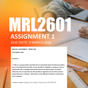 MRL2601 Assignment 1 Semester 1 2026 Due 6 March 2026