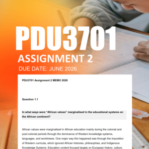 PDU3701 Assignment 2 Semester 1 2026 Due June 2026