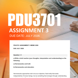 PDU3701 Assignment 3 Semester 2 2026 Due July 2026