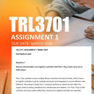TRL3701 Assignment 1 Semester 1 2026 - Due March 2026