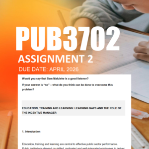 PUB3702 Assignment 2 Semester 1 2026 Due April 2026