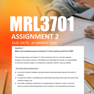 MRL3701 Assignment 2 Semester 1 2026 - Due 24 March 2026