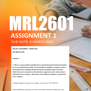 MRL2601 Assignment 1 Semester 1 2026 - Due 6 March 2026