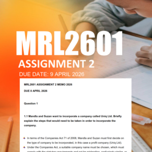 MRL2601 Assignment 2 Semester 1 2026 - Due 9 April 2026