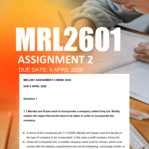 MRL2601 Assignment 2 Semester 1 2026 - Due 9 April 2026