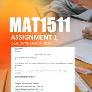 MAT1511 Assignment 1 Semester 1 2026 - Due March 2026