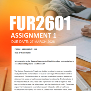 FUR2601 Assignment 1 Semester 1 2026 - Due 27 March 2026