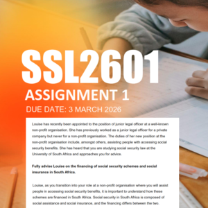 SCL1501 Assignment 1 Semester 1 2026 - Due 3 March 2026
