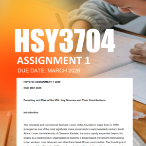 HSY3704 Assignment 1 Semester 1 2026 - Due March 2026