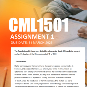 CML1501 Assignment 1 Semester 1 2026 - Due 31 March 2026