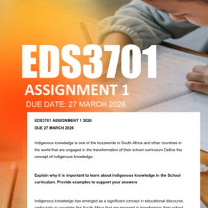 EDS3701 Assignment 1 Semester 1 2026 - Due 27 March 2026