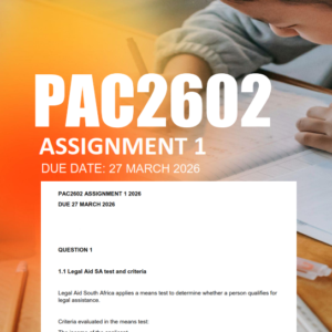 PAC2602 Assignment 1 Semester 1 2026 - Due 27 March 2026