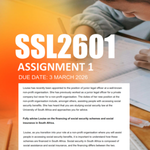 SSL2601 Assignment 1 Semester 1 2026 - Due 3 March 2026