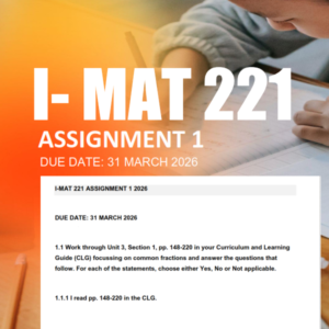 I-MAT 221 Assignment 2 Semester 1 2026 - Due 31 March 2026