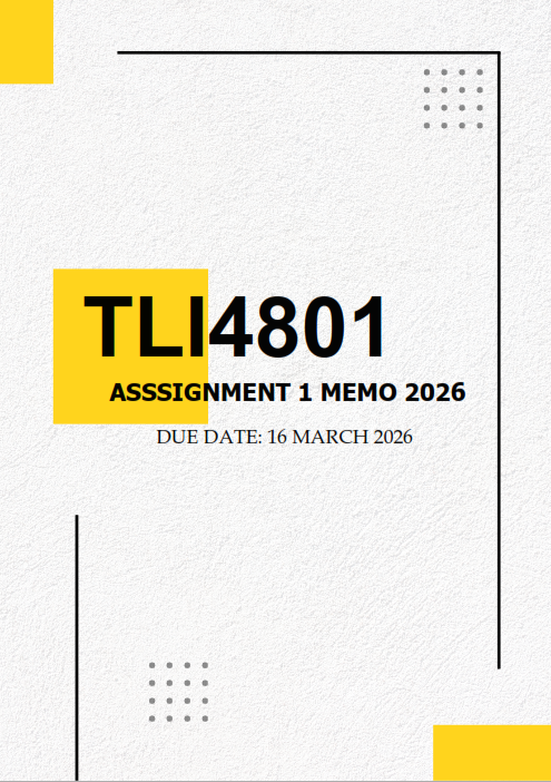 TLI4801 Assignment 1 MEMO 2026 | Due 16 March 2026