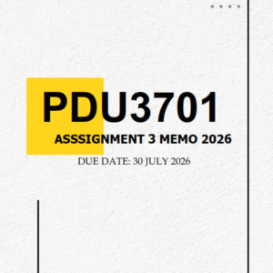 PDU3701 Assignment 3 MEMO 2026 | Due 20 July 2026