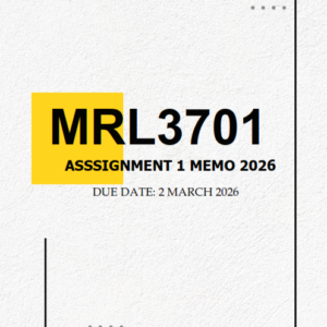 MRL3701 Assignment 1 MEMO 2026 | Due 2 March 2026