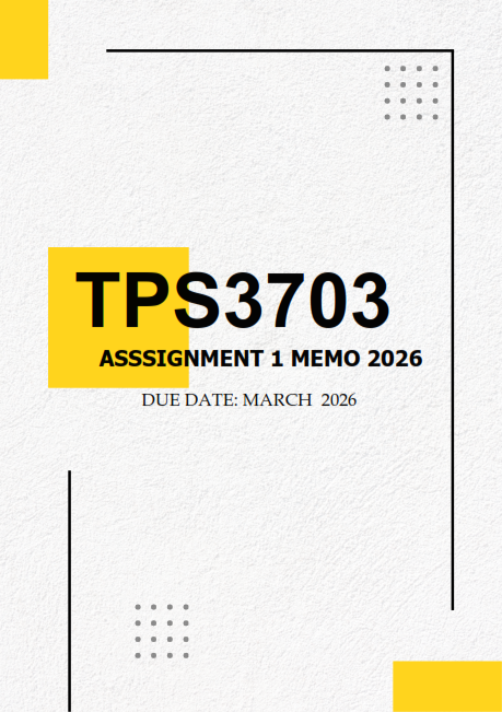TPS3703 Assignment 1 MEMO 2026 | Due March 2026