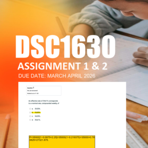 DSC1630 Assignment 1 & 2 Semester 1 2026 - Due March 2026