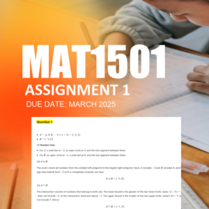 MAT1501 Assignment 1 Semester 1 2026 - Due March 2026