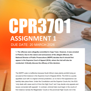 CPR3701 Assignment 1 Semester 1 2026 - Due 20 March 2026