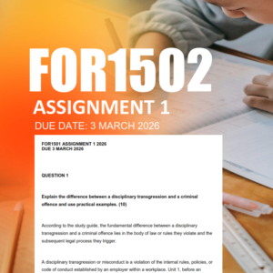 FOR1502 Assignment 1 Semester 1 2026 - Due 3 March 2026