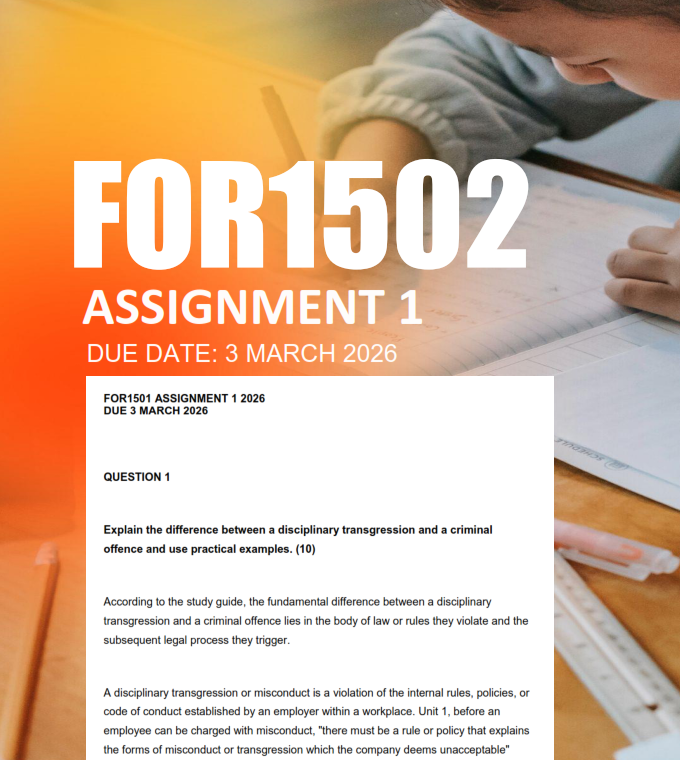 FOR1502 Assignment 1 Semester 1 2026 - Due 3 March 2026