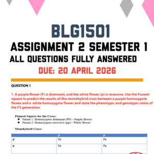 BLG1501 ASSIGNMENT 2 SEMESTER 1 2026 - FULLY ANSWERED (DUE 20 APRIL 2026)