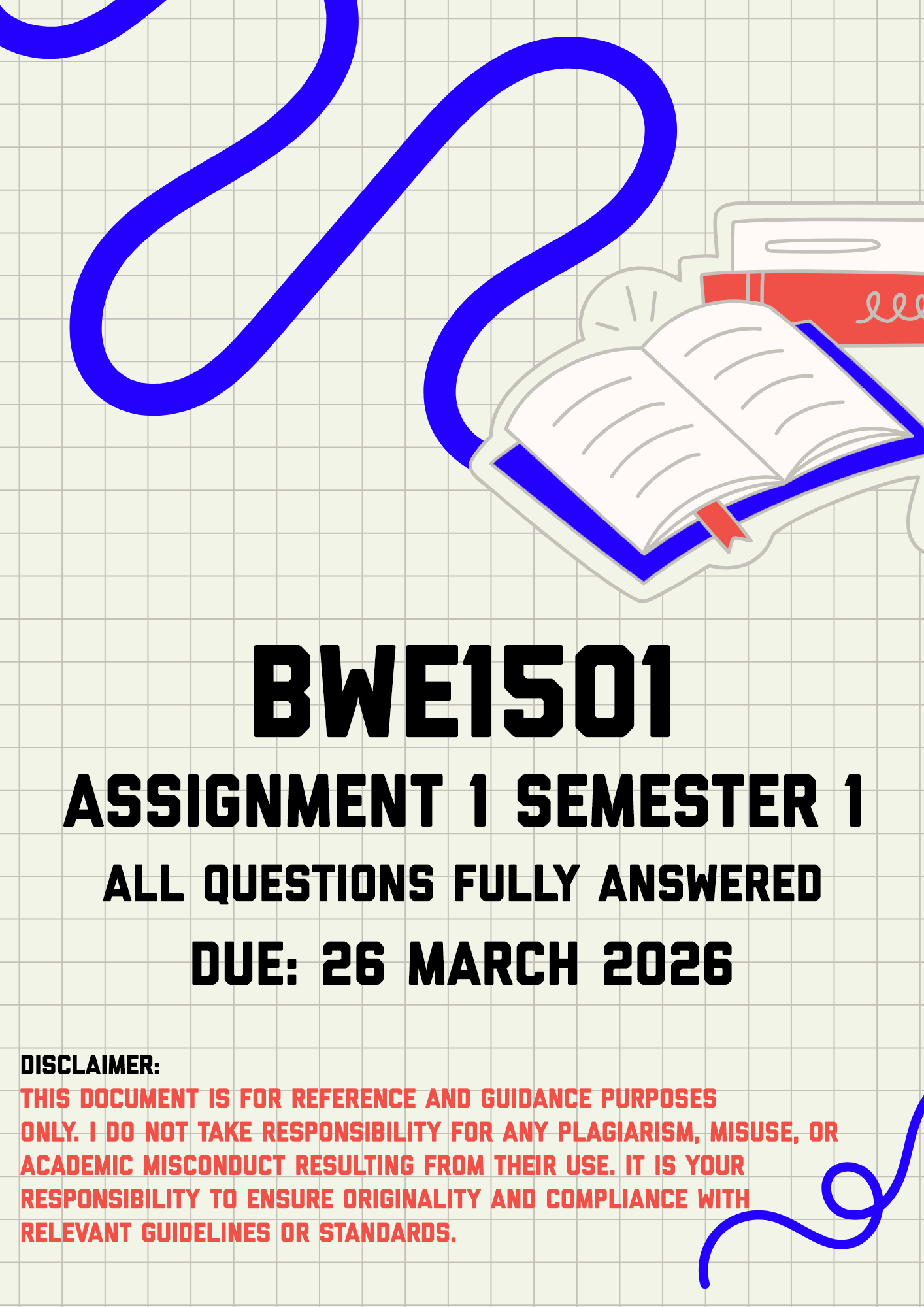BWE1501 Assignment 1 Semester 1 Memo | Due 26 March 2026