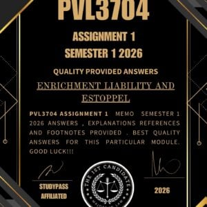 PVL3704 ASSIGNMENT 1 SEMESTER 1 2026 _ DUE DATE 2026 /100% TRUSTED ANSWERS, REFERENCES AND EXPLANATIONS/