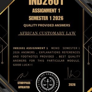 IND2601 ASSIGNMENT 1 SEMESTER 1 2026 _ DUE DATE 2026 /100% TRUSTED ANSWERS, REFERENCES AND EXPLANATIONS/